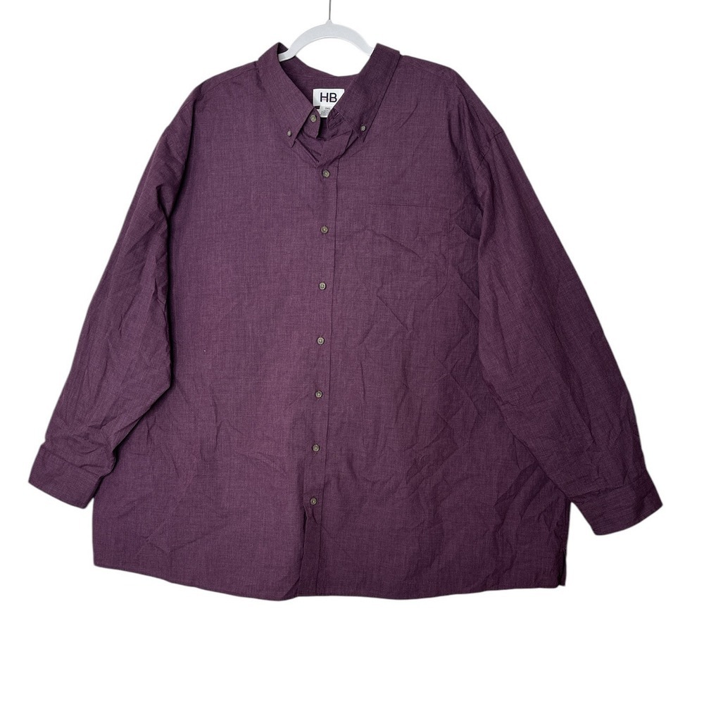 HB Harbor Bay Shirt Mens 3XL Plus Solid Long Sleeve Button Down Casual Pocket